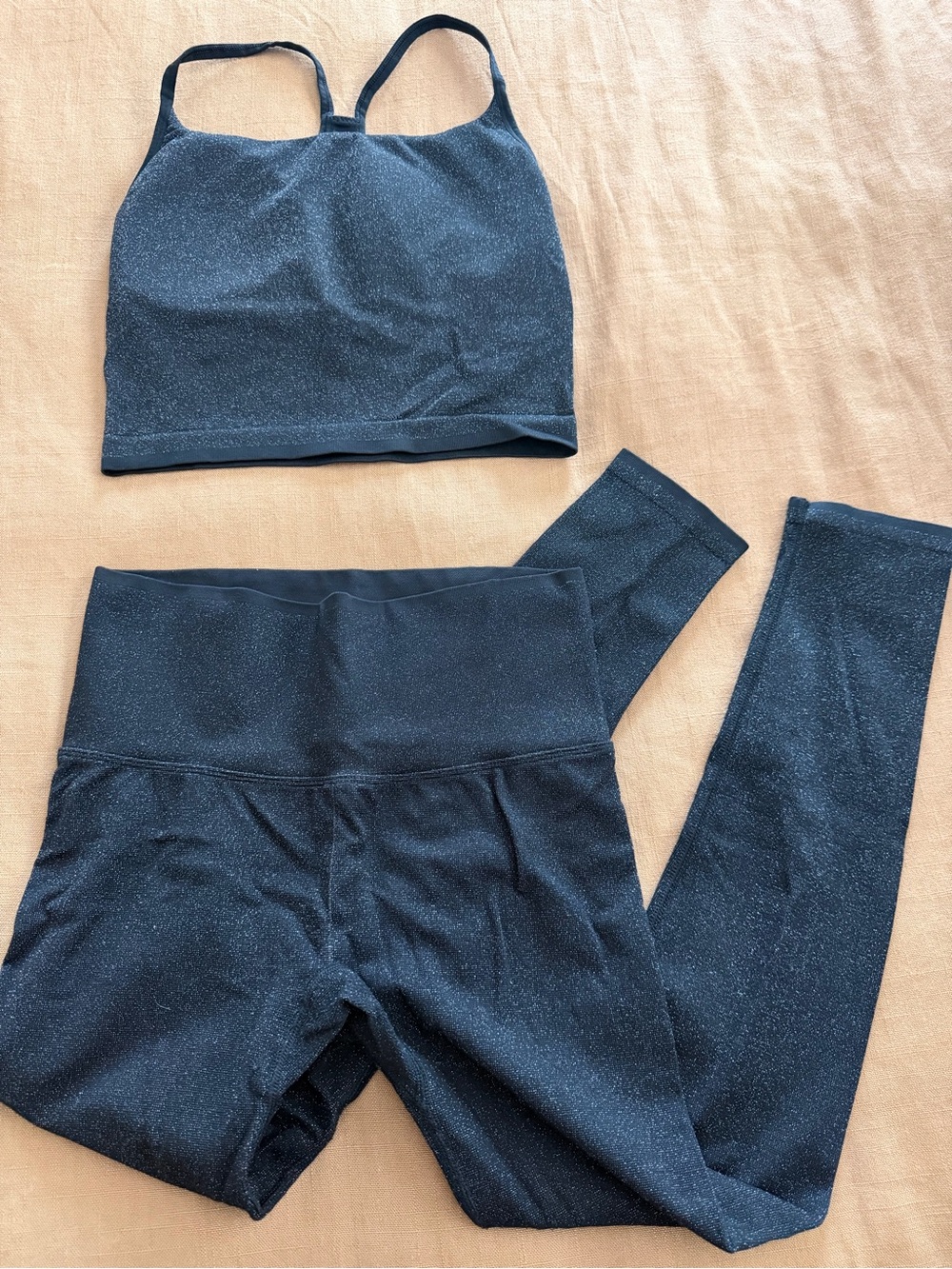 all in motion Black Sparkle Leggings & Bra Set - Size Med